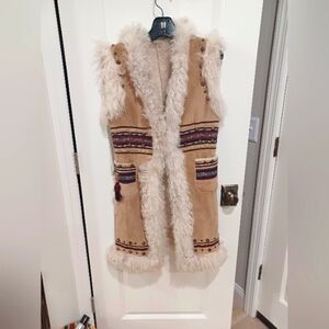 Long Real Suede/Shearling Designer Vest 70's Vibe
